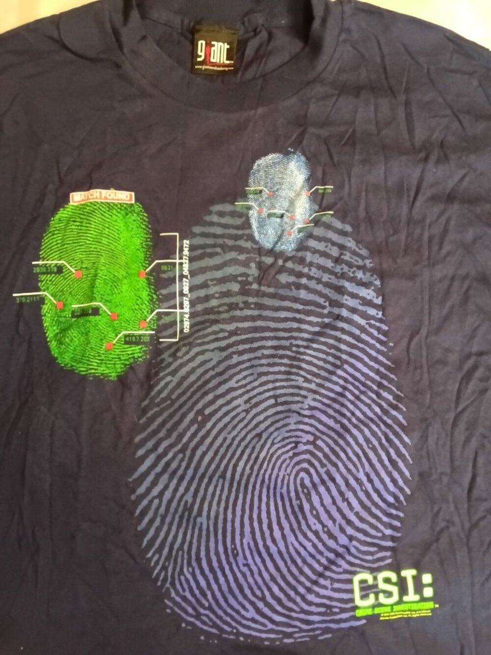 CSI Crime Scene Investigation T-Shirt 3XL 2006 Fingerprint Logo Giant Tag blue